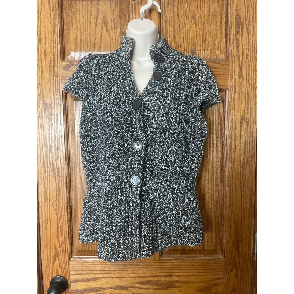 Kenneth Cole New York Womens Knit Button-Front Sweater Top - Medium Size - Black